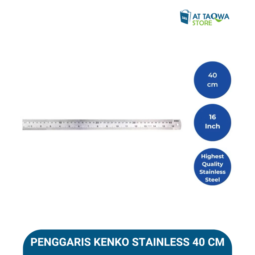 

Penggaris KENKO 40 cm Stainless Steel Ruler Besi
