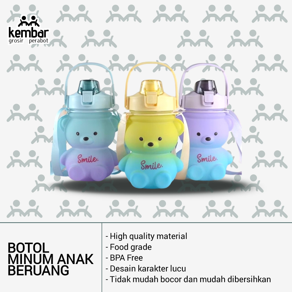 ( BISA COD ) Botol Minum Anak 1300 ML Botol Gemoy BERUANG ORIGINAL 1.3 Liter Botol Viral Motivasi 1,