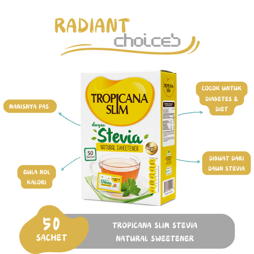 

Tropicana Slim Sweetener Stevia 50 sachet - Pemanis Alami untuk Batasi Gula