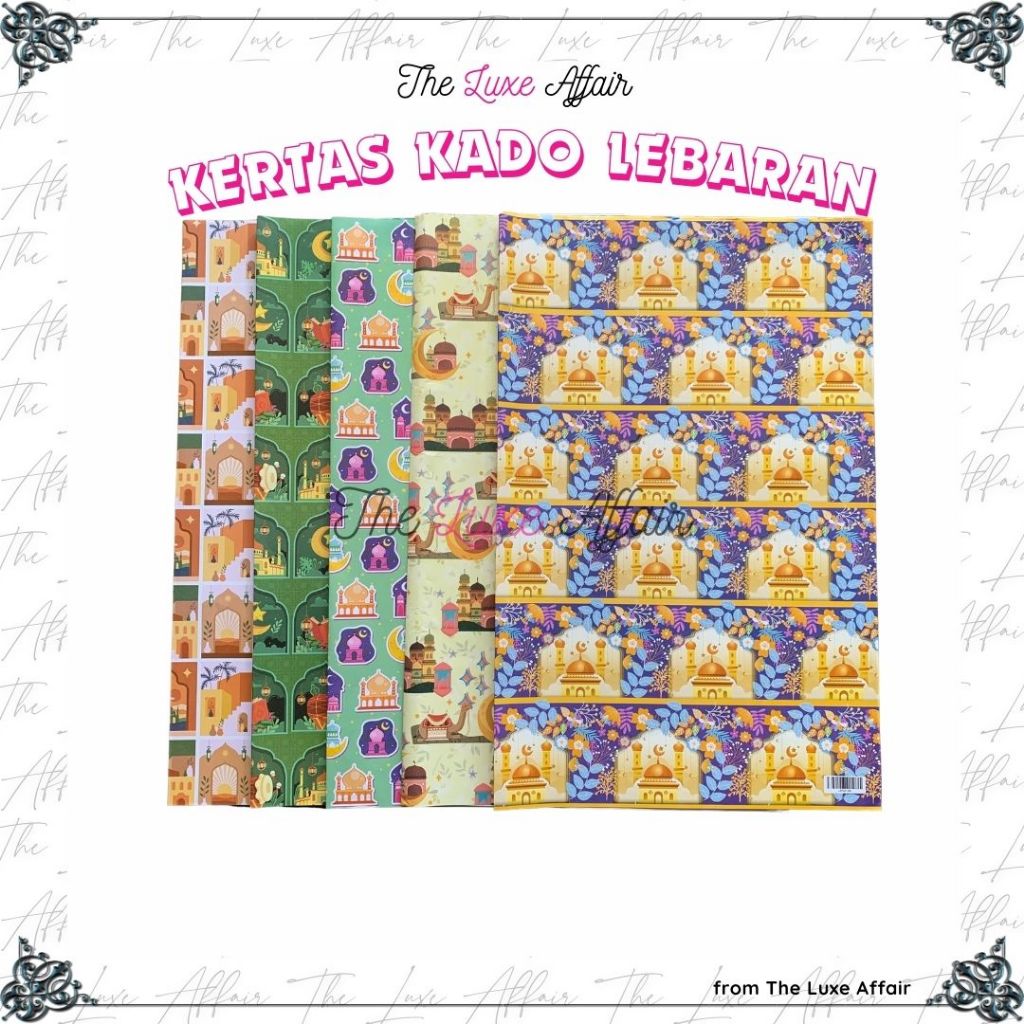 

Kertas Kado Lebaran 1 lembar Motif Islamic Kertas Pembungkus Lebaran Hari Raya Idul Fitri