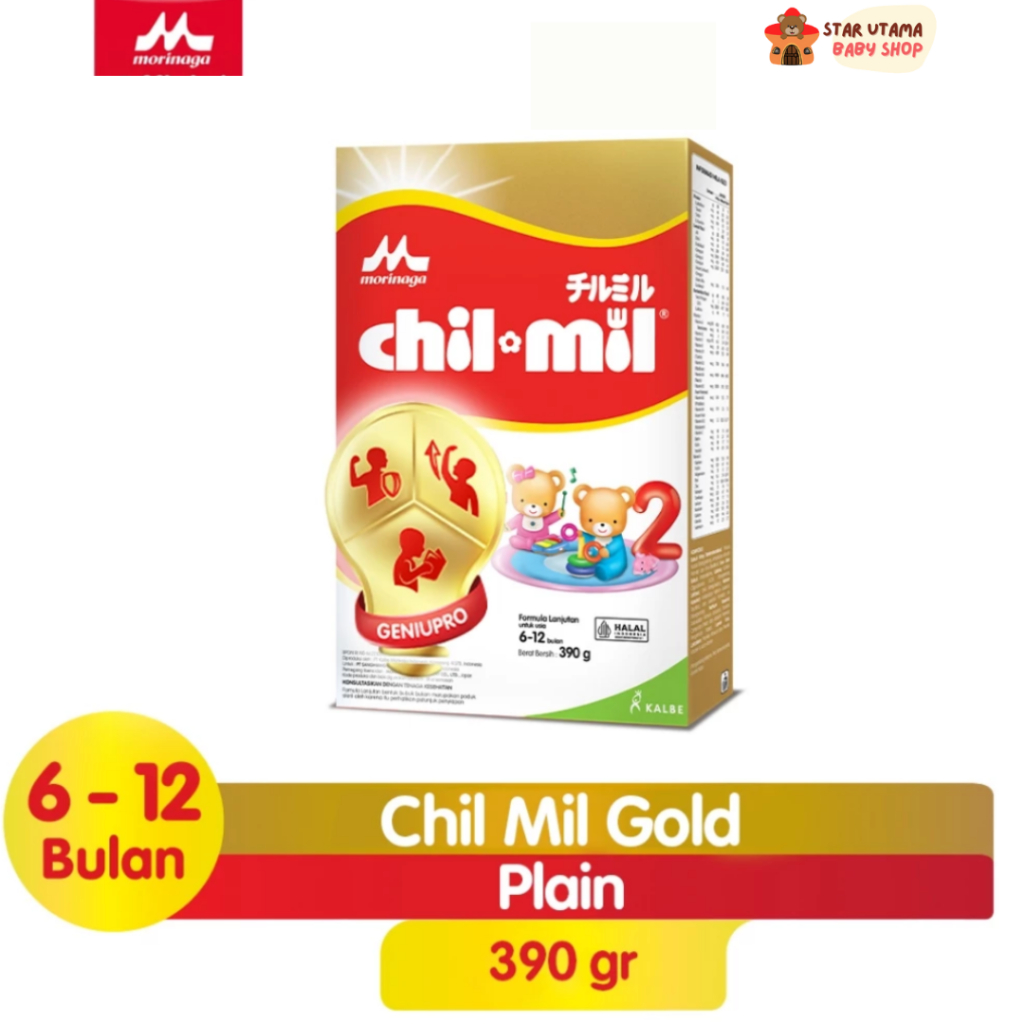 

Susu Morinaga Chil Mil Gold Geniupro Formula Bayi Usia 6-12 Bulan 390g