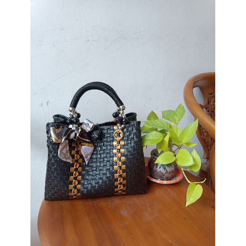 tas anyam handle tali kur (free syal)