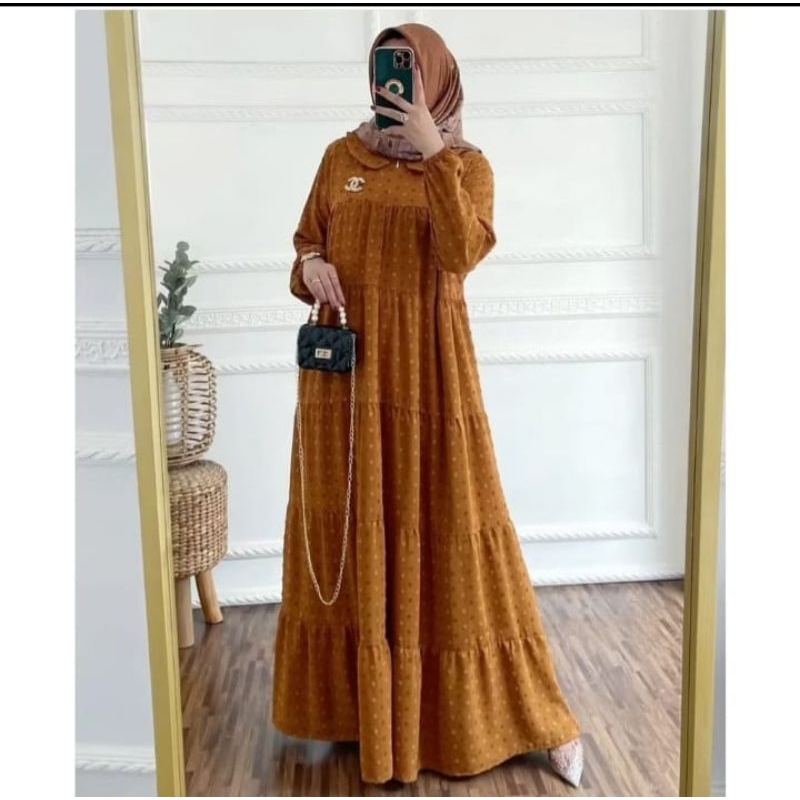 GAMIS WANITA RAYON DOTY CRINKLE PREMIUM DRESS RAYON