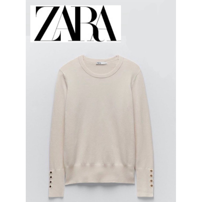 ZARA Knit Gold Button / Inara Cream