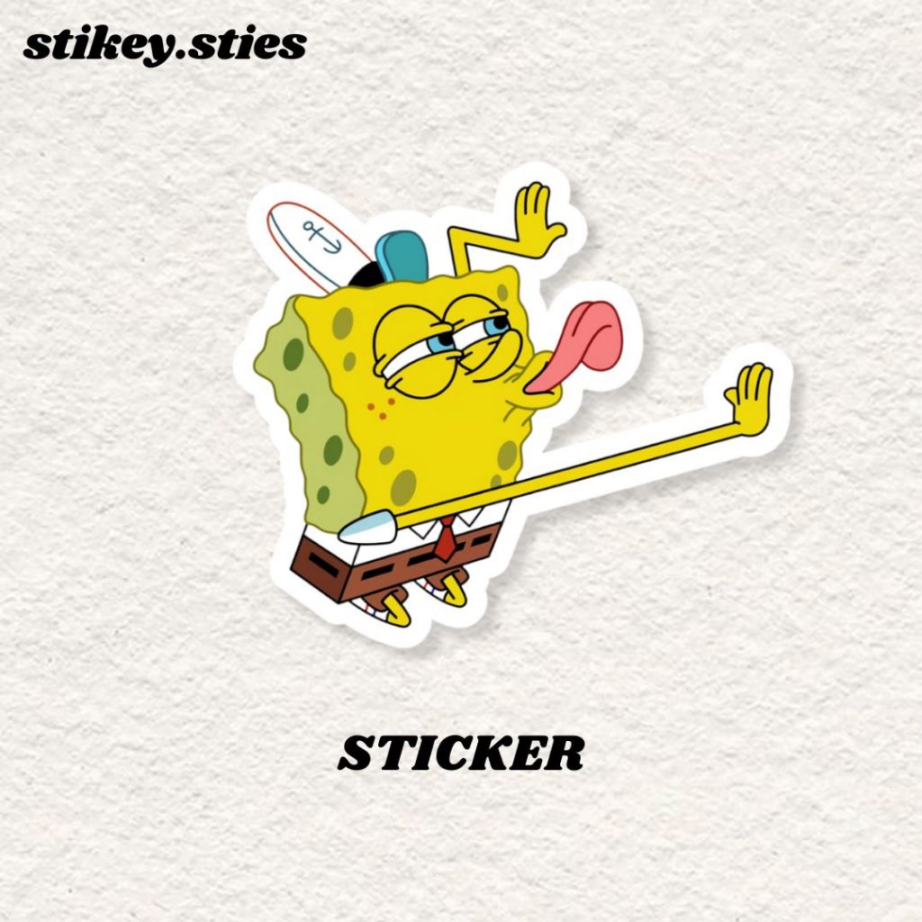 

STICKER SPONGEBOB SQUAREPANTS LICK AESTHETIC ANTI AIR VINYL / STIKER HELM LAPTOP HP MOTOR TUMBLR TAS KOPER