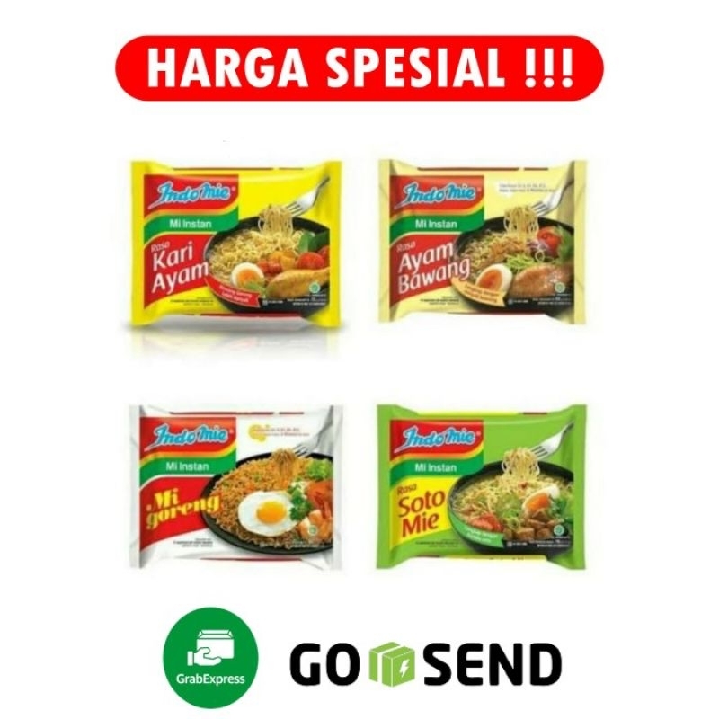 

Indomie Mie Instan / Goreng / Soto / Ayam bawang / Kari /Ayam geprek