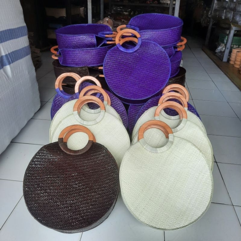 Tas bulat handle kayu tas hand made tas kerajinan