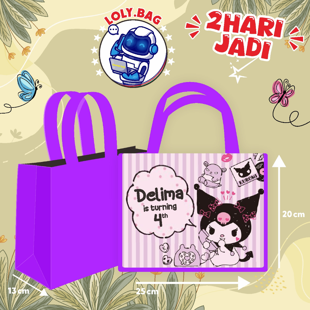 

Tas Ultah / Tas Ulang Tahun Murah/Goodie bag murah/souvenir ultah/Tas tema KUROMI
