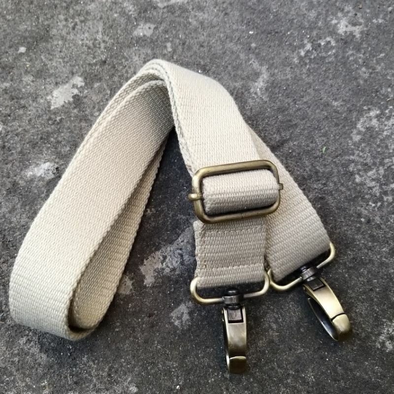 Tali Tas Kekinian WHITE PUTIH TULANG CANVAS COTTON PREMIUM Pengganti Strapbag Longstrap Webbing