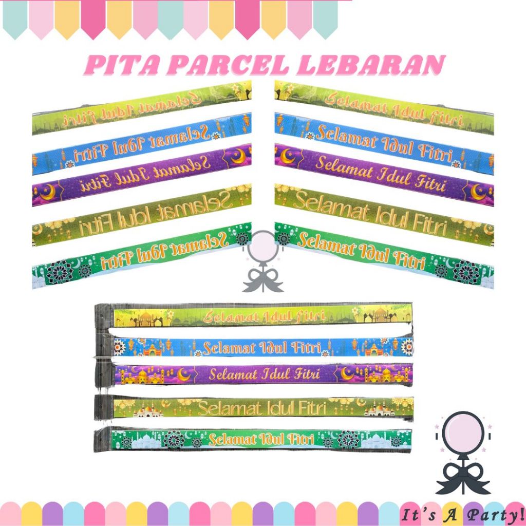 

Pita Parcel Lebaran Selamat Idul Fitri 10pcs 49,5 x 3 cm Pita Slempang Ied Mubarok Hampers Lebaran