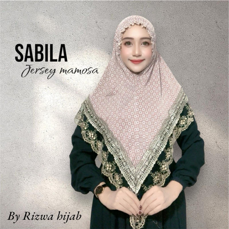 Hijab instan bergo kerut dahi Sabila renda mewah cantik Jersey mamosa by rizwa kerudung wanita musli