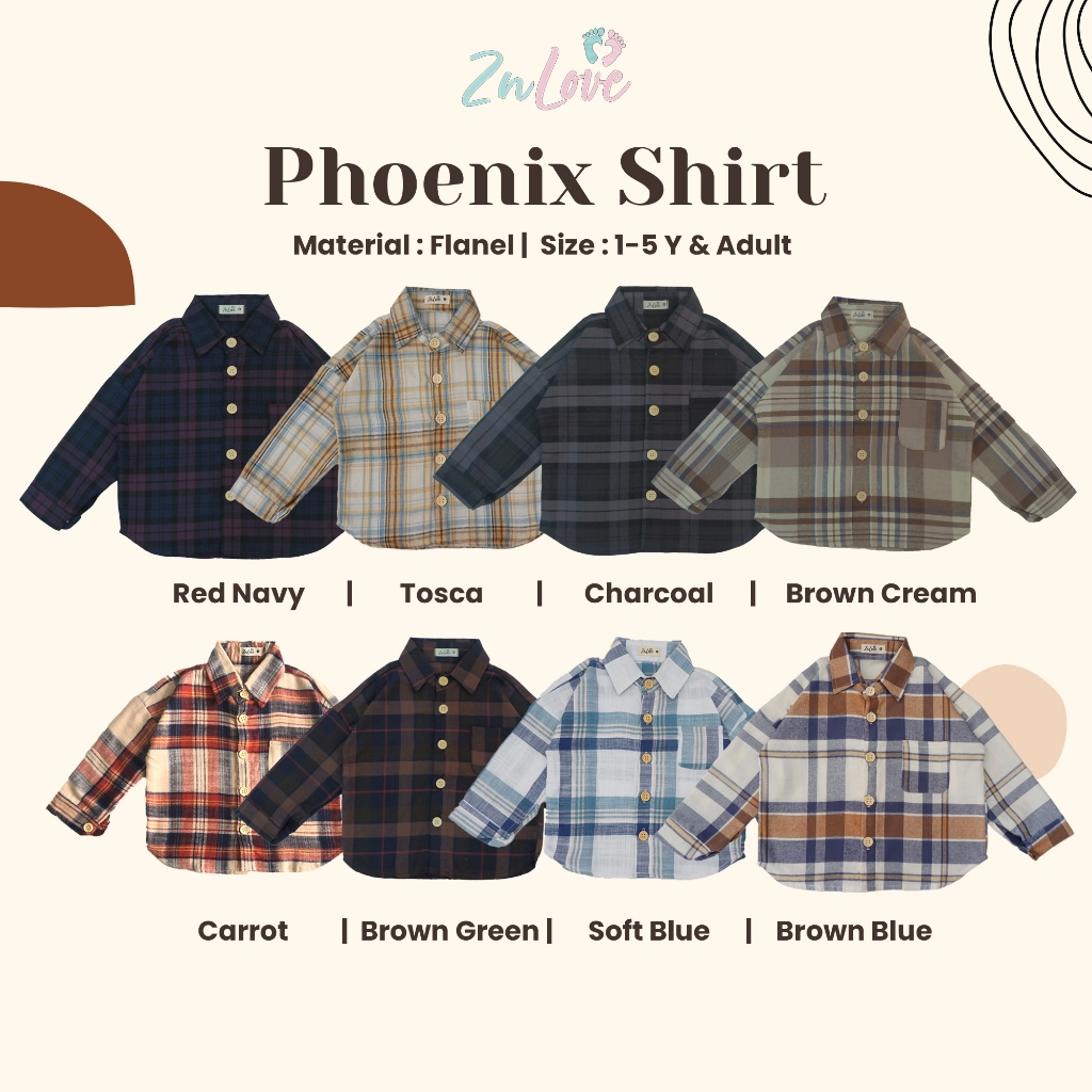 ZNLOVE - PHOENIX SHIRT - FLANEL ANAK - KEMEJA FLANEL ANAK - DEWASA - BAJU COUPLE IBU ANAK