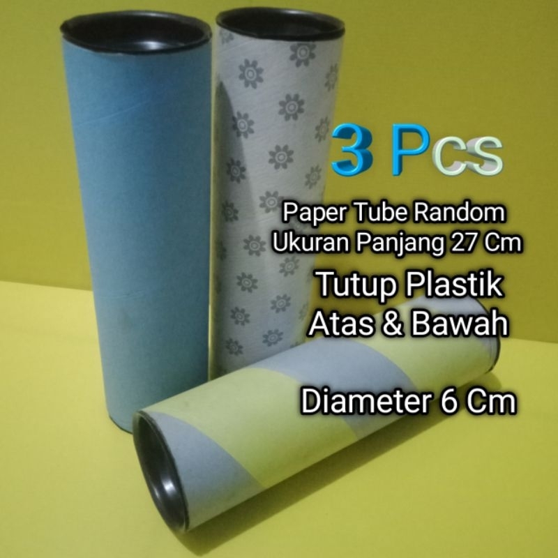 

3 Pcs Paper Tube Random Ukuran Panjang 27 cm Tutup Plastik Atas & Bawah Diameter 7 CM