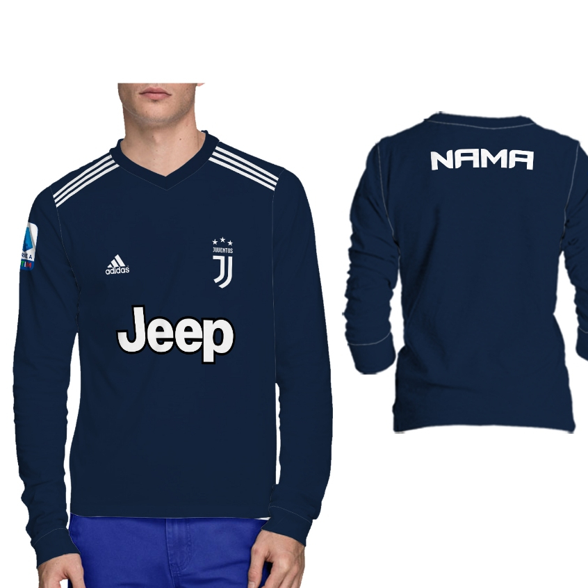 JUVENTUS Kaos Jersey Bola Dewasa Tangan Panjang Free Name