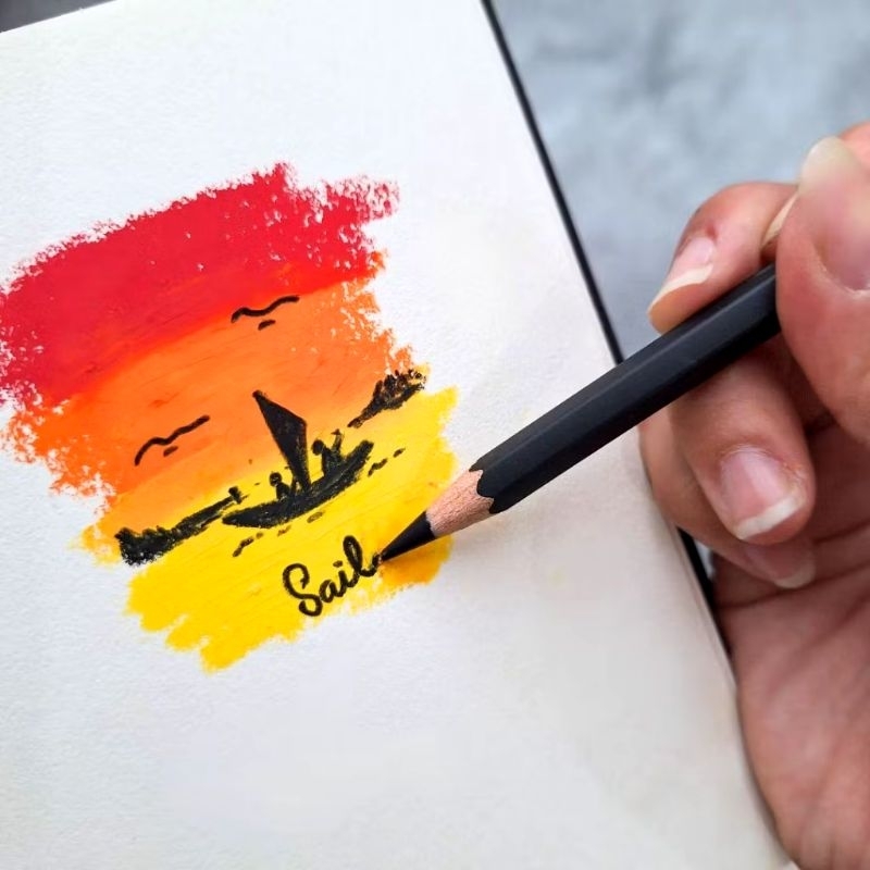 

Pensil 8b black matte zummo - Penebal Crayon Sketch