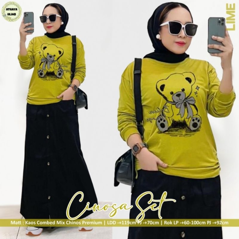 SETELAN WANITA CINOSA SET ORI ATHAYA // SETELAN ROK CINOSA UKURAN JUMBO