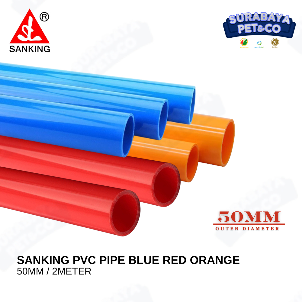 SANKING PVC Pipe 50mm Blue Biru Red Merah Orange Pipa Kolam Aquarium Filter Instalasi Premium - Sura