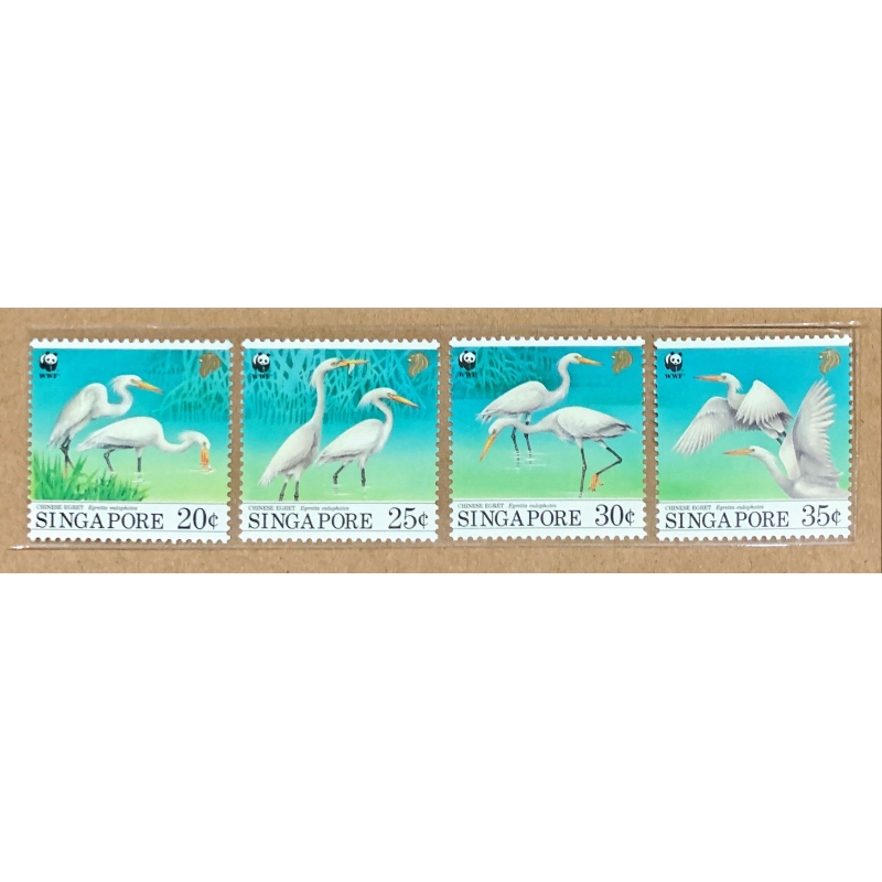 

(BA) PRANGKO SINGAPORE 1993 WWF CHINESE EGRETS 4V COMPLIT SET MNH.