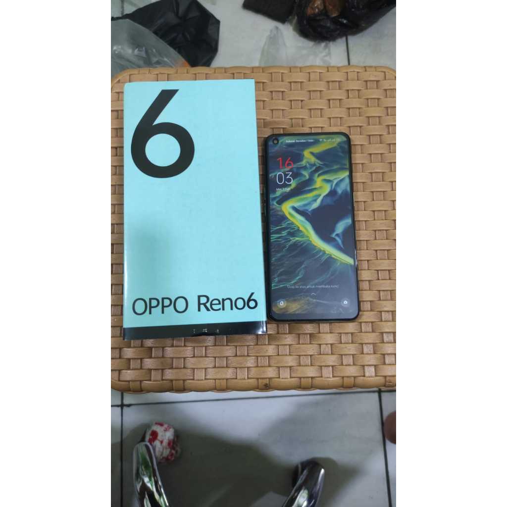 Oppo Reno 6 8/128 GB Aurora Ex Resmi Oppo Second Bekas Seken Original Good