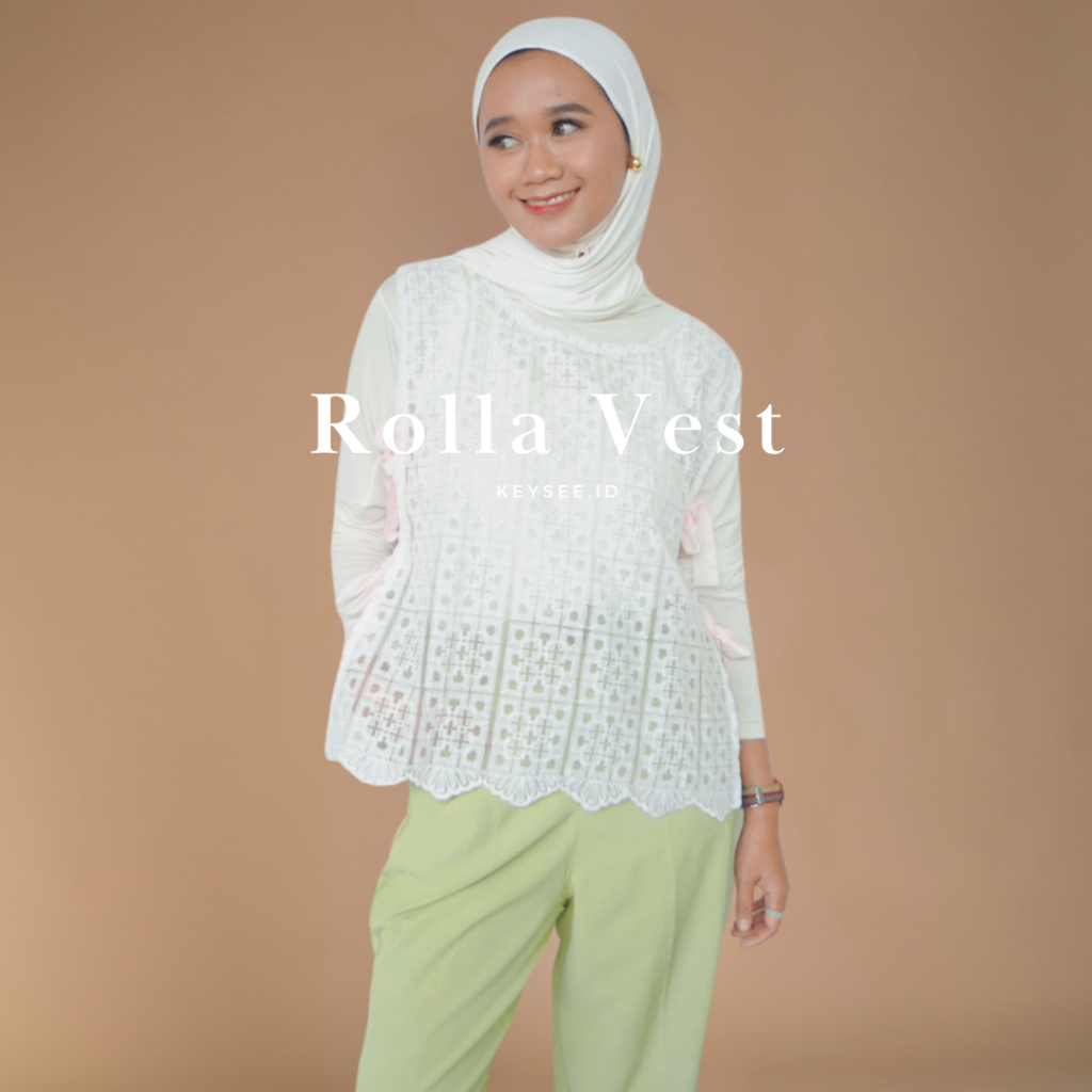 Rolla Vest / Vest Brokat / Atasan Brokat Wanita - Keysee.id
