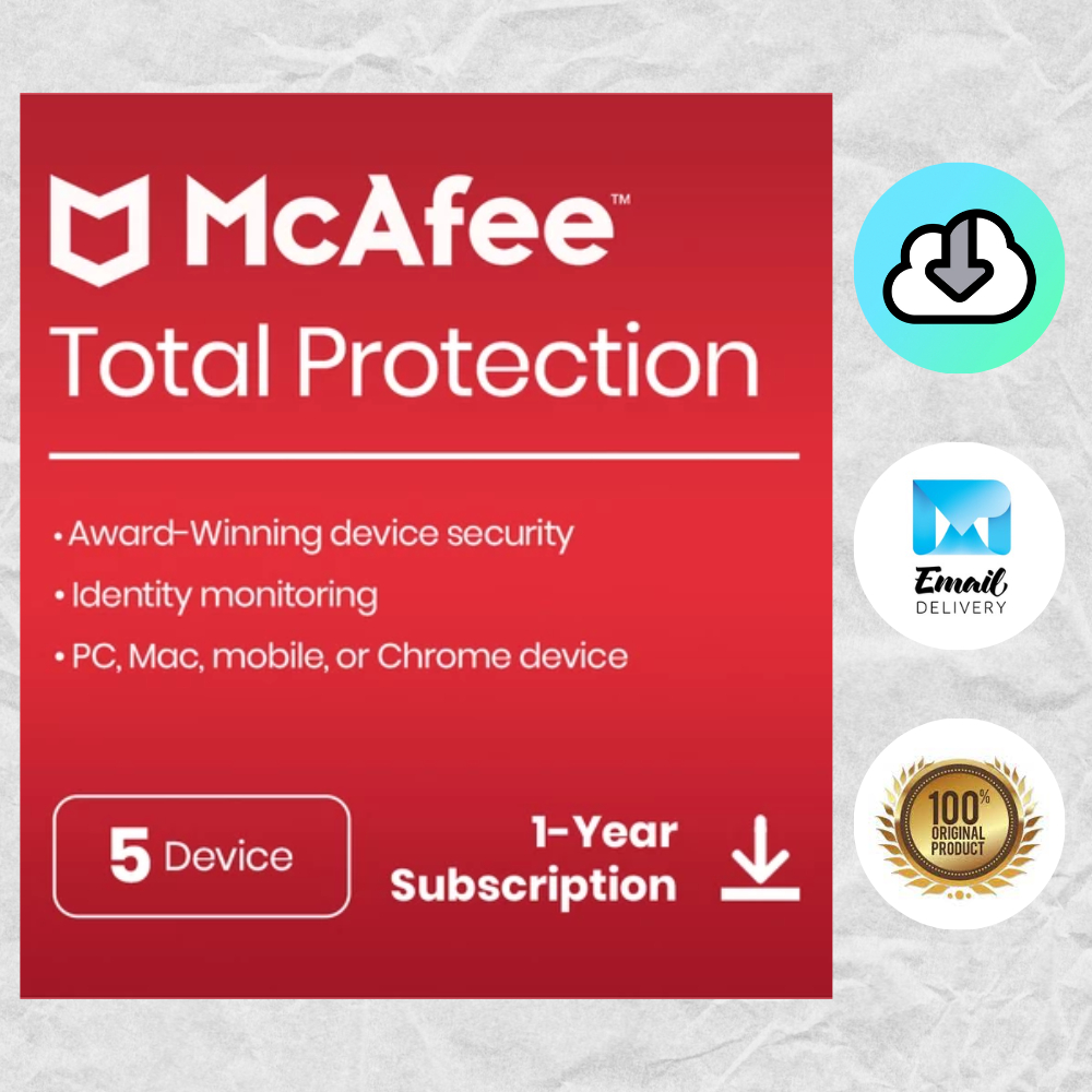 McAfee Total Protection 2025 5 Devices 1 Year Original 25 Digit Key