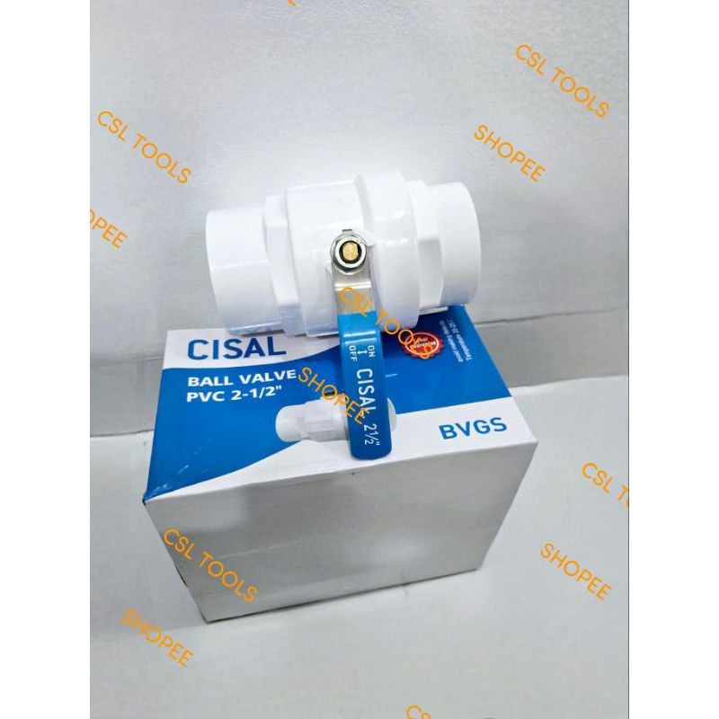 Stop kran Ball Valve PVC BVGS Gagang Stainless 2 - 1/2" Inch CISAL ( 2,5 inch )