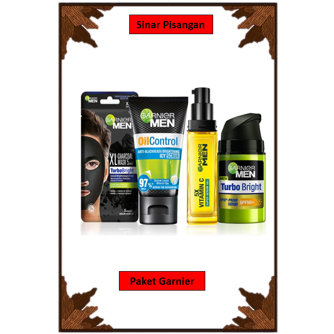 Paket Garnier Men Oil Control Icy Scrub + mask + serum spf50 + serum