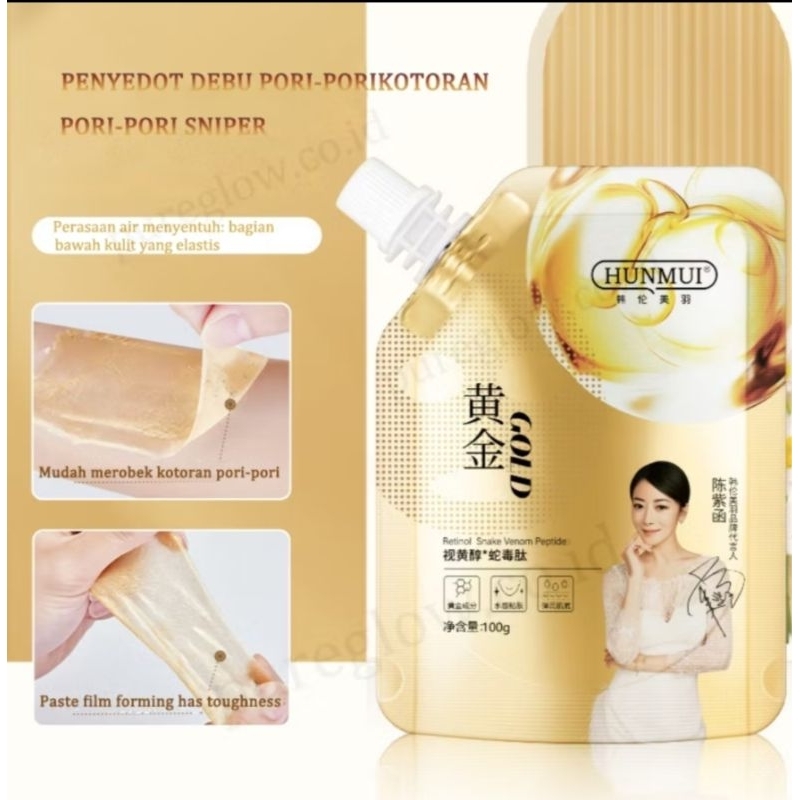 HUNMUI Masker Retinol Snake Gold Peel off Masker Anti Aging Collagen Dan Flek