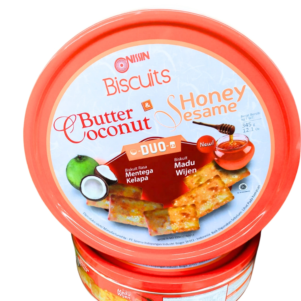 

Nissin Butter Coconut Honey Sesame 345gr Biskuit Duo Roti Kue Kering Kemasan Plastik