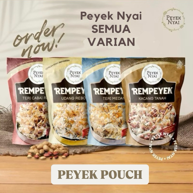 

PEYEK NYAI - Rempeyek Semua Varian (POUCH) | Peyek Kacang | Peyek Teri Medan | Peyek Udang Rebon | Peyek Teri Cabai Rawit | Peyek Kacang Hijau | Peyek Kedelai Hitam | Peyek Mede | Peyek Kacang Cabai Rawit