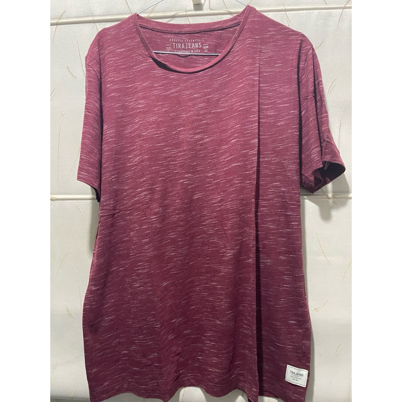 Kaos polos merah maroon tira jeans