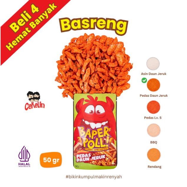 

Cemilan Basreng Rasa Pedas Daun Jeruk - Isi 50gr