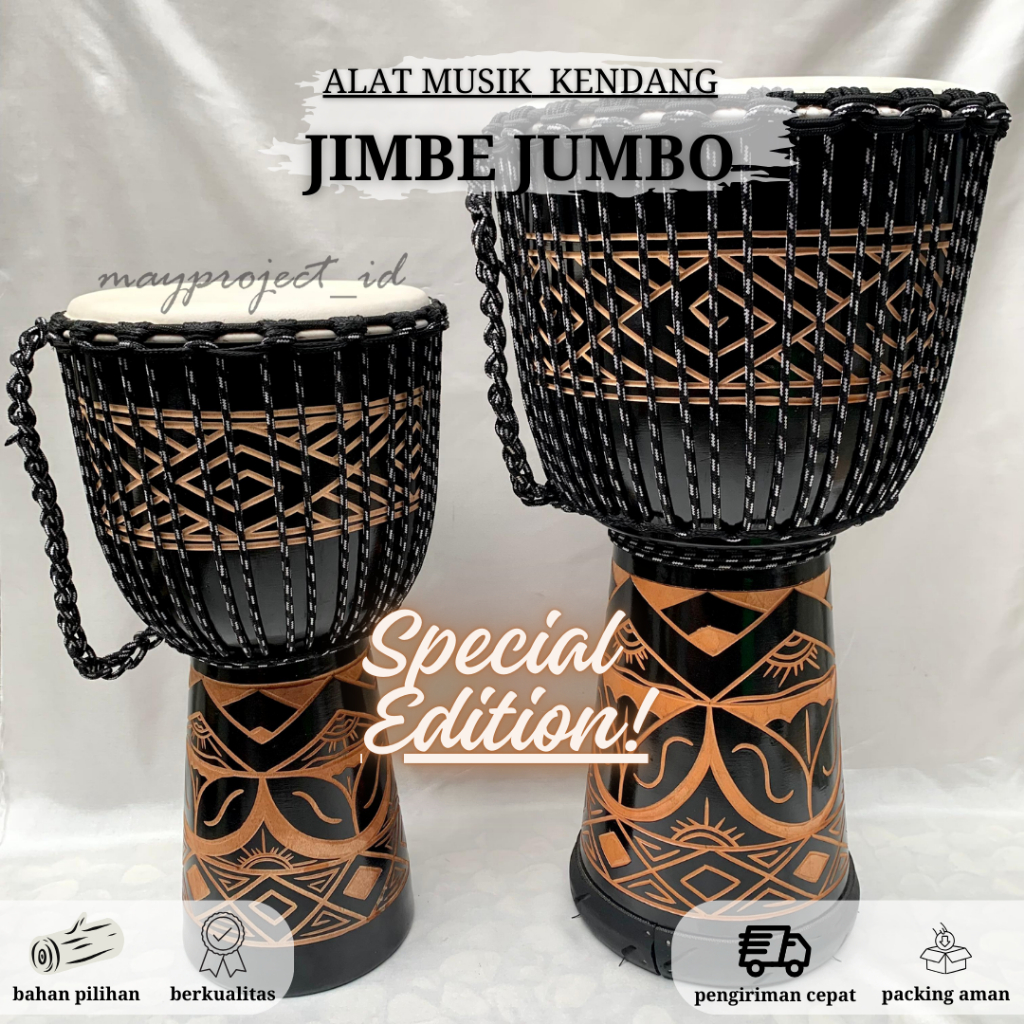 Alat Musik Perkusi Gendang Djembe Ukir Kendang Jimbe Jumbo 50 60 cm (Carving) Special Edition