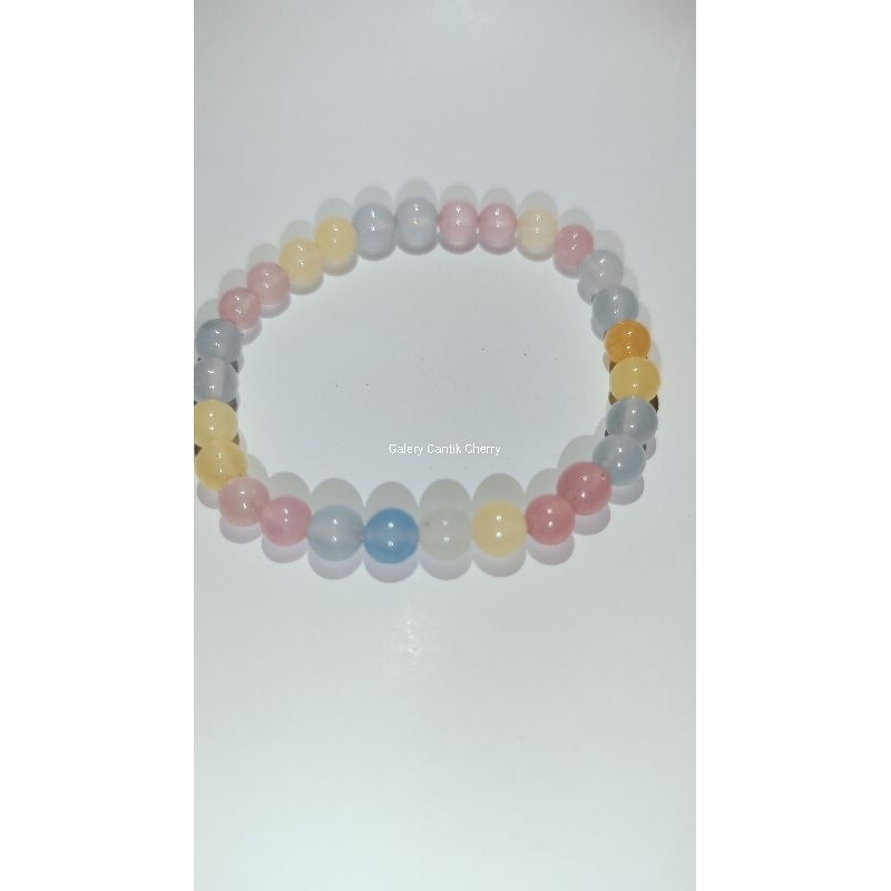 GELANG NATURAL CRYSTAL MIX CHALCEDONY, GELANG FOSFOR DIY BATU ALAM