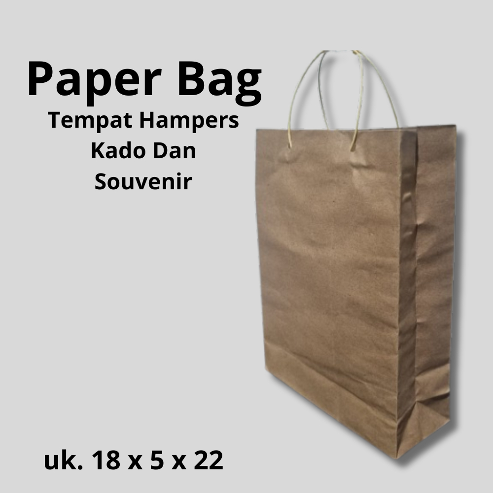 

Paper Bag Polos Tali Rotan Uk 18 x 5 x 22 Tas Kertas Buat Tempat Kado Hampers