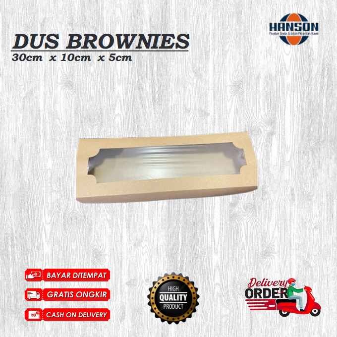 DUS BROWNIES WINDOW CRAFT POLOS FUL LAMINASI UK. 30X10X5CM - BOX BUAT BROWNIES FUL LAMINASI