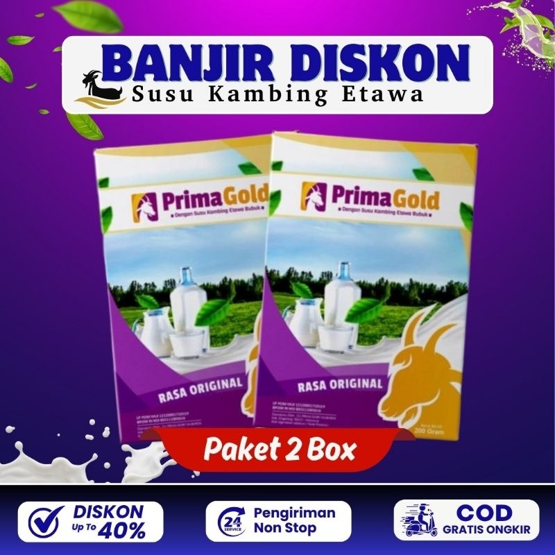 

PAKET 2 BOX PRIMAGOLD/ PRIMA GOLD SUSU KAMBING ETAWA BUBUK ORIGINAL MURAH ATASI SESAK NAFAS NYERI SENDI TULANG LUTUT PUNGGUNG REUMATIK