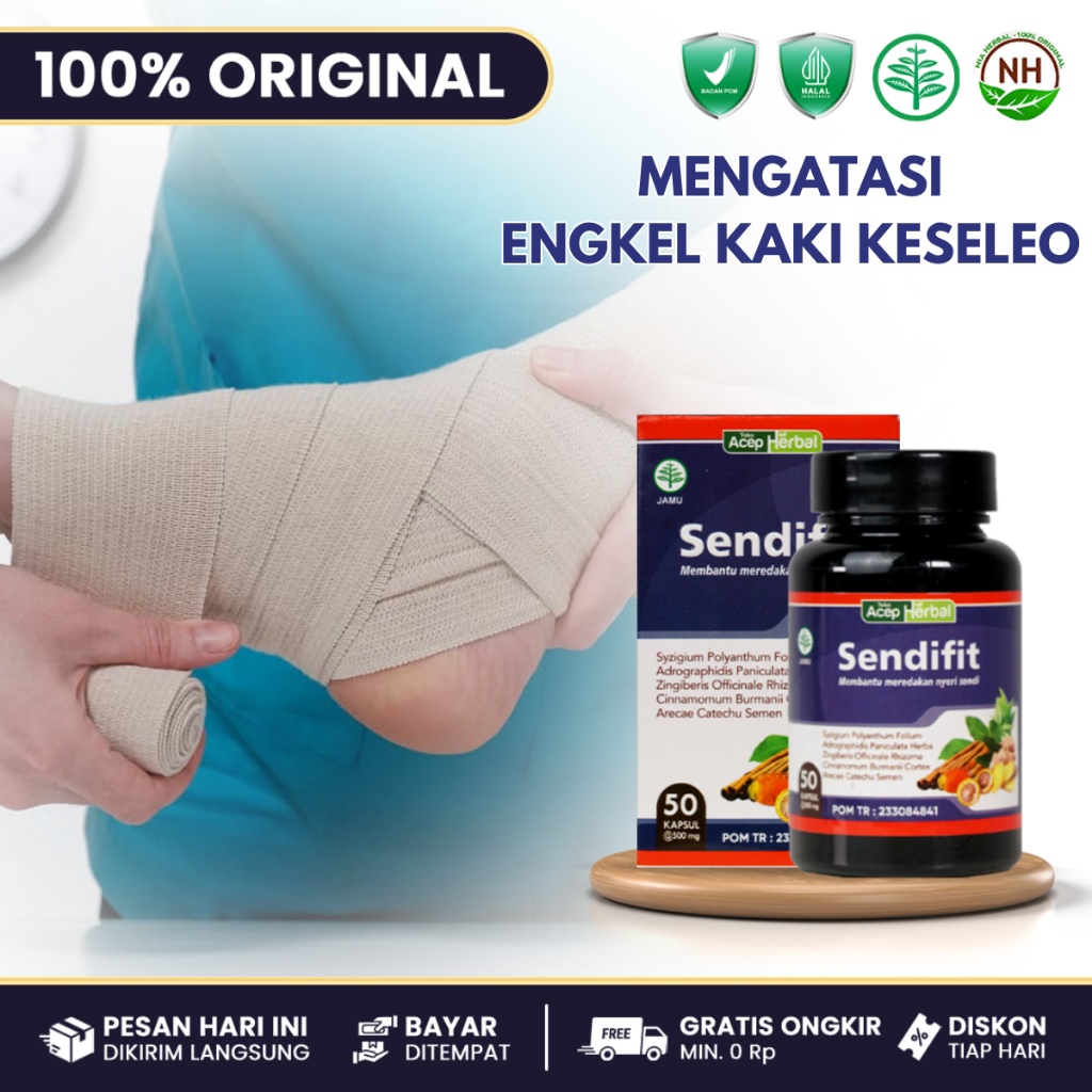 Obat Engkel Kaki Keseleo - Obat Engkel Kaki Bengkak - Cedera Engkel Kaki - Herbal SendiFit 50 Kapsul