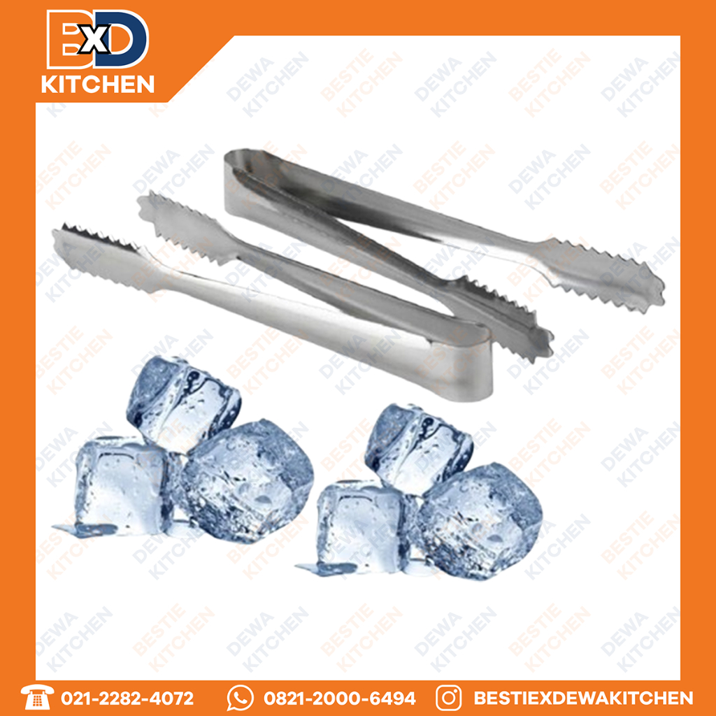 Ice Tong Capit Es Batu Pencapit Kecil Salad Gula Batu Stainless 15 Cm