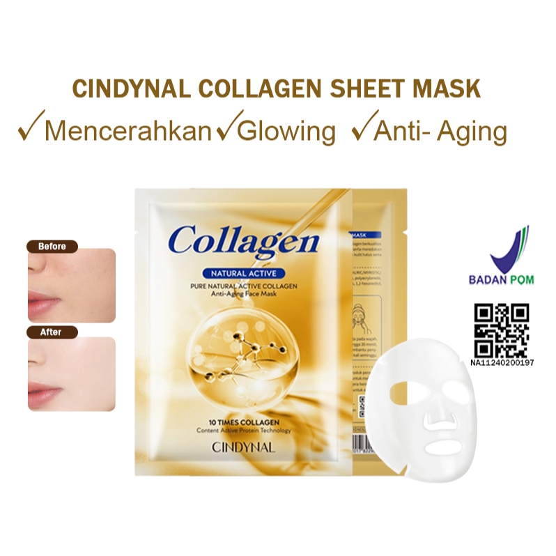 Bpom Masker Wajah Glowing Topeng Emas Venzen/Cindynal Collagen Mask / Pemutih Wajah Glowing Sheet Ma