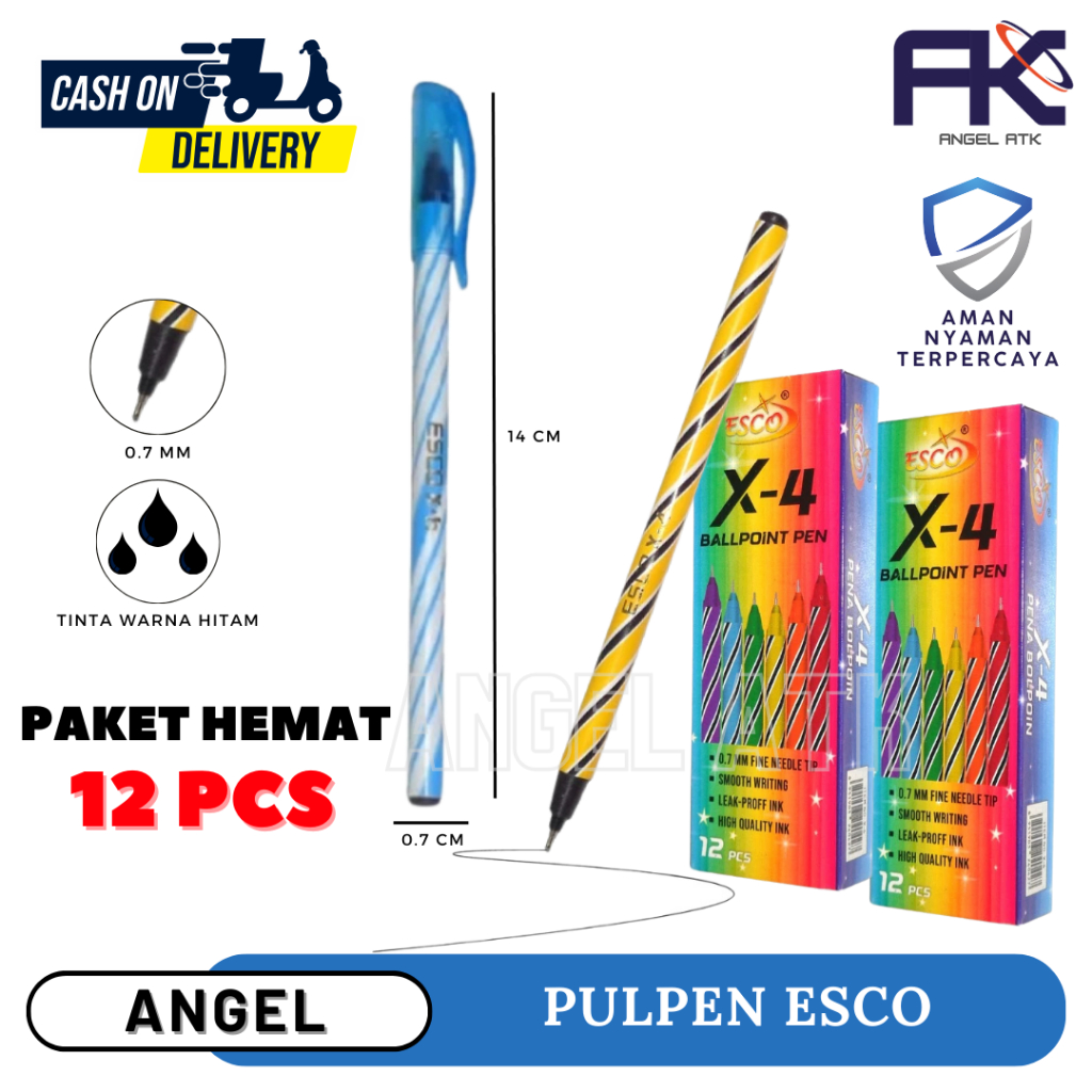 

Promo 1 Lusin ( 12 Pcs ) Pulpen Hitam / Pulpen Esco Warna / Pulpen Ulir / Pulpen Lilin / Isi Tinta 0.7 Mm / Harga Termurah / Bayar di Rumah / Atk Blessing