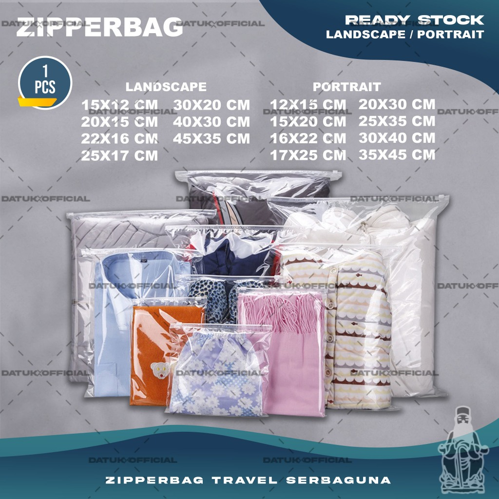 Pouch Plastik Ziplock Baju ZIPPER BAG Transparan