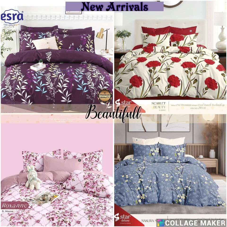 Sprei Set Motif Sprei Set Aesthetic Katun Cvc Premium Star Esra Beverly Motif Daun Leaf Bunga Garis