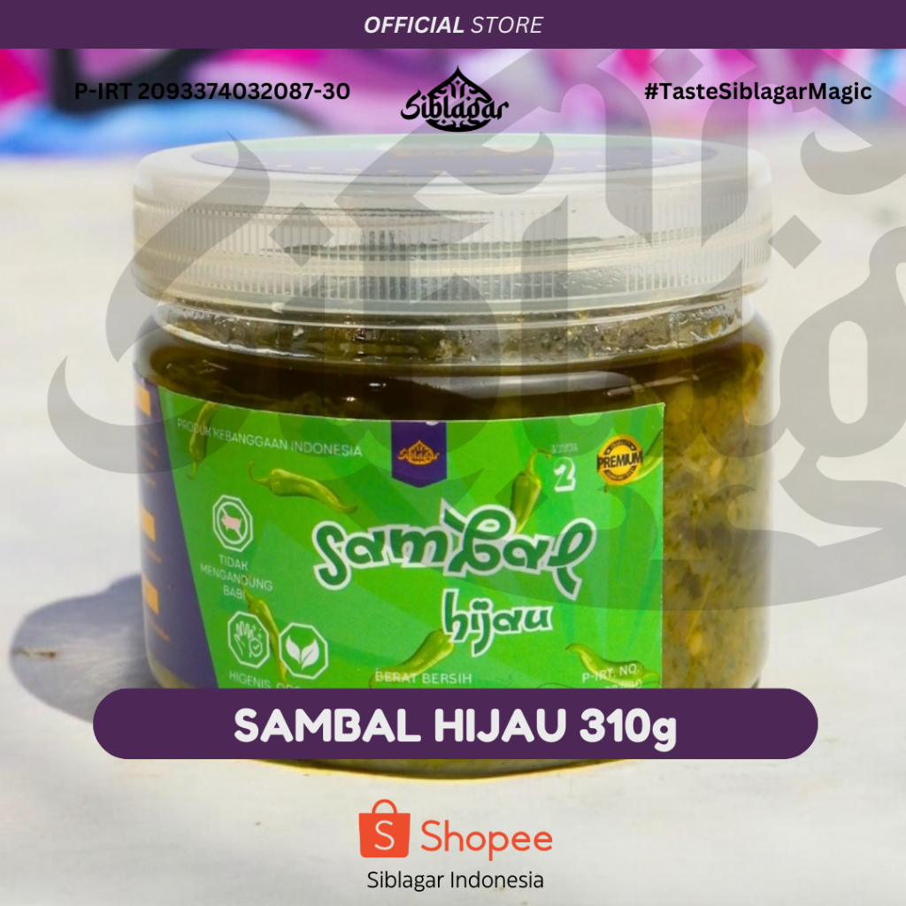 

Sambal Hijau Level 2 SIBLAGAR - Cabai Hijau Segar (310 gram)