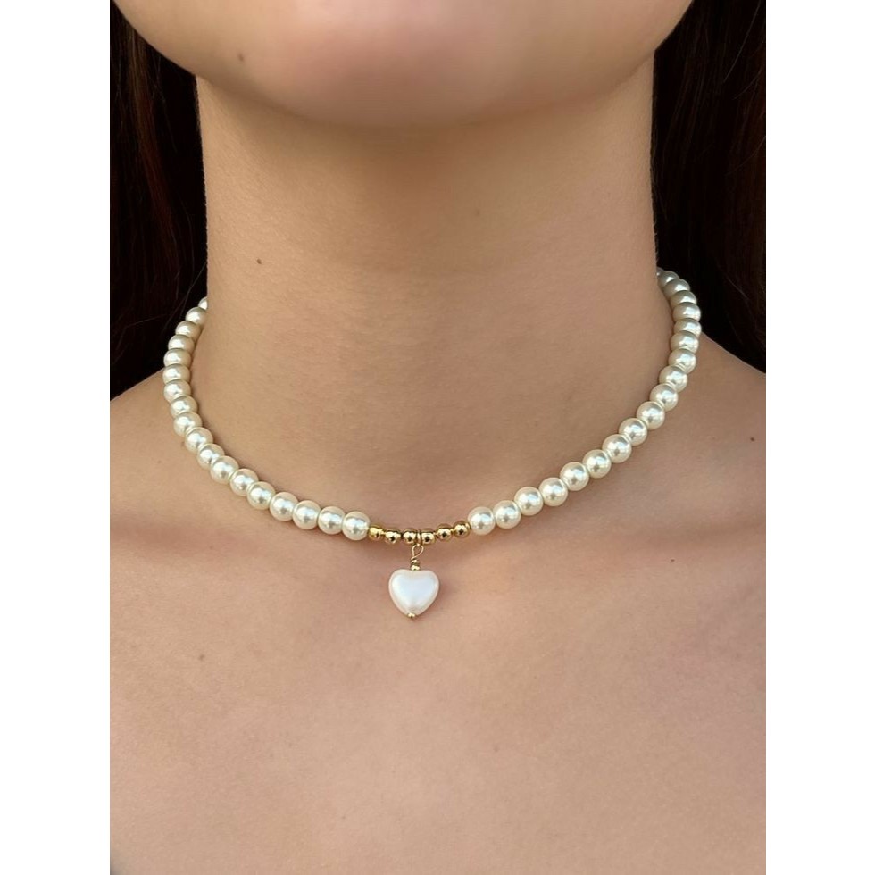 Kalung Mutiara Bandul Love / Kalung Manik Mutiara