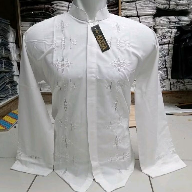 BAJU KOKO PRIA PADANG KERANCANG SULAM TAGAN  ORIGINAL/ KOKO PADANG KATUN SEMI SUTRA TRAWANG TERLARIS