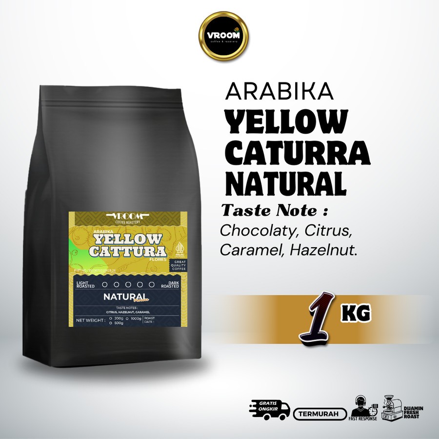 

Coffee Arabica Yellow Cattura Natural Flores Roasted Bean Arabika Kopi Biji Matang Bubuk 1Kg