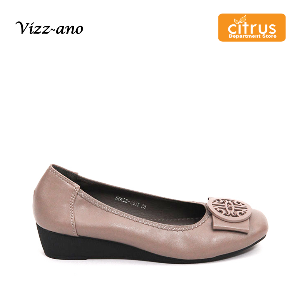 Vizzano JHW24A013 Sepatu Wedges Wanita Casual Khaki Black
