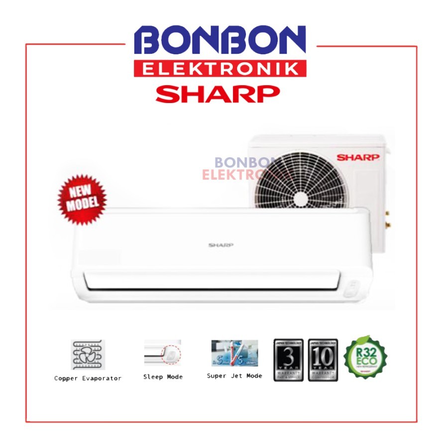 SHARP Air Conditioner Split 1/2PK / AC 0.5PK STANDARD AH-A5BEY / AH-A5ZCY / Low Watt Plasmacluster A