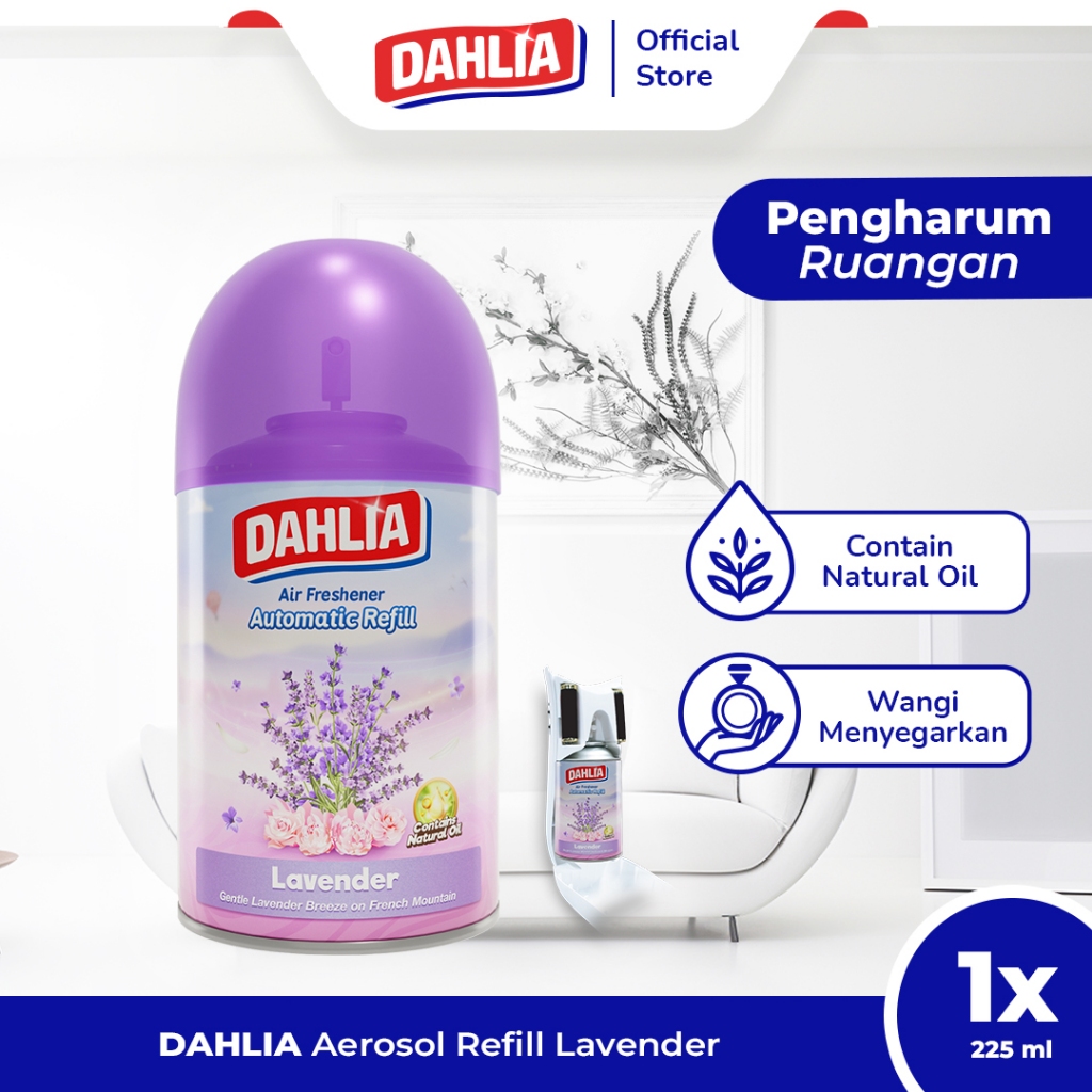DAHLIA Air Freshener Automatic Refill Lavender Isi 1 (225ml) - Pengharum Ruangan Otomatis, Wangi Lav